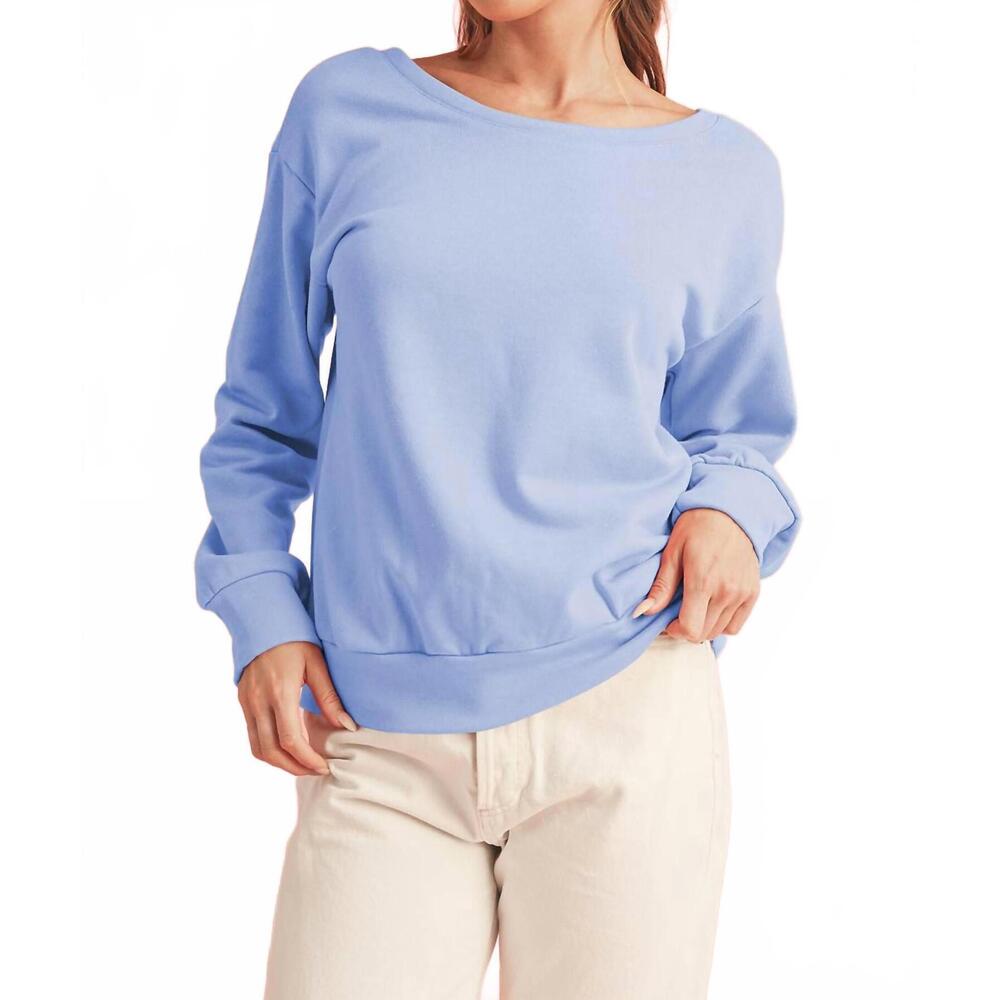 NEW SHEWIN bowknot round neck sweatshirt in sky blue